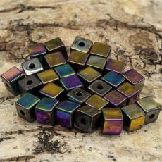 Pärla Hematit 6x6 mm, Multifärg (10st)