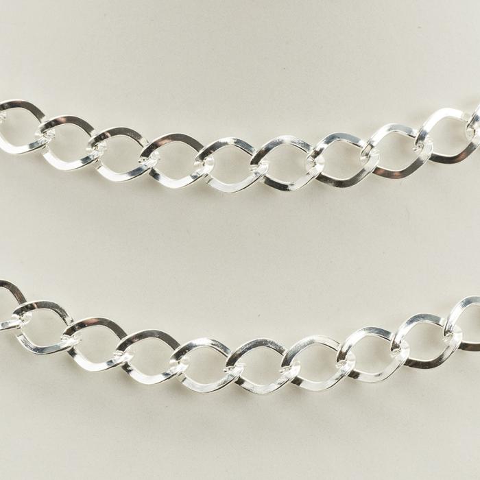 Smyckeskedja 7x8 mm, Silverfärg (1m)