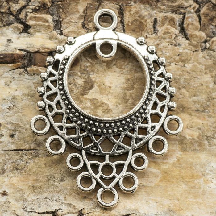 Connector Kristallkrona 25x33 mm, Antiksilver (st)