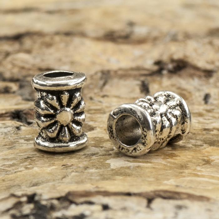 Mellandel Cylinder Blomma 6x4 mm, Antiksilver (15st)