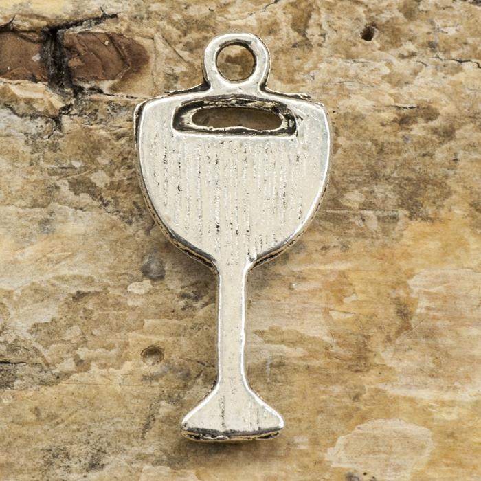 Berlock Vitvinsglas 9x20 mm, Antiksilver (5st)