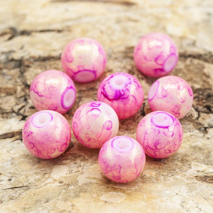 Melerad glittrig glaspärla 10 mm, Rosa (10st)