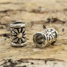 Mellandel Cylinder Blomma 6x4 mm, Antiksilver (15st)