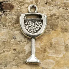Berlock Vitvinsglas 9x20 mm, Antiksilver (5st)