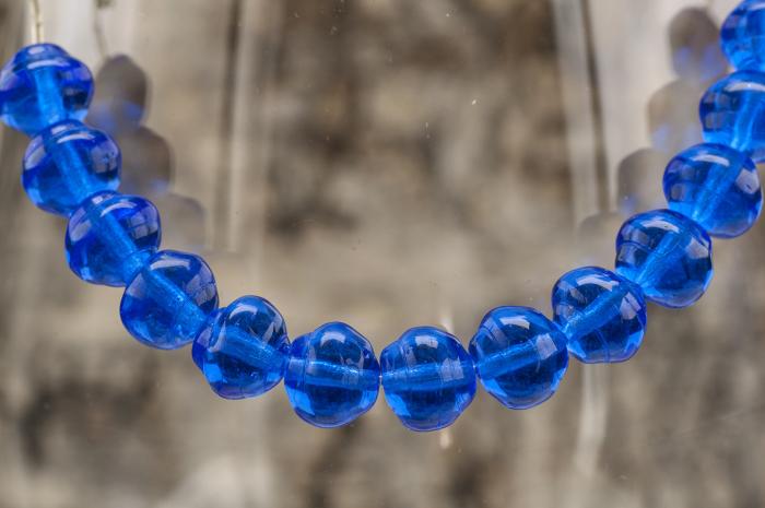 Glaspärla Snäcka 8x7 mm, Blå (20st)