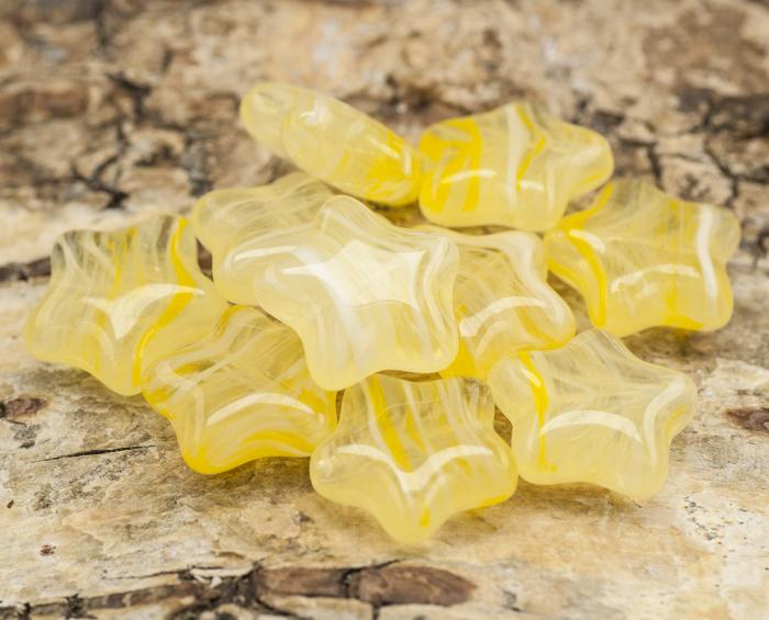 Glaspärla Stjärna 12,5x11 mm, Gul/Klar (10st)
