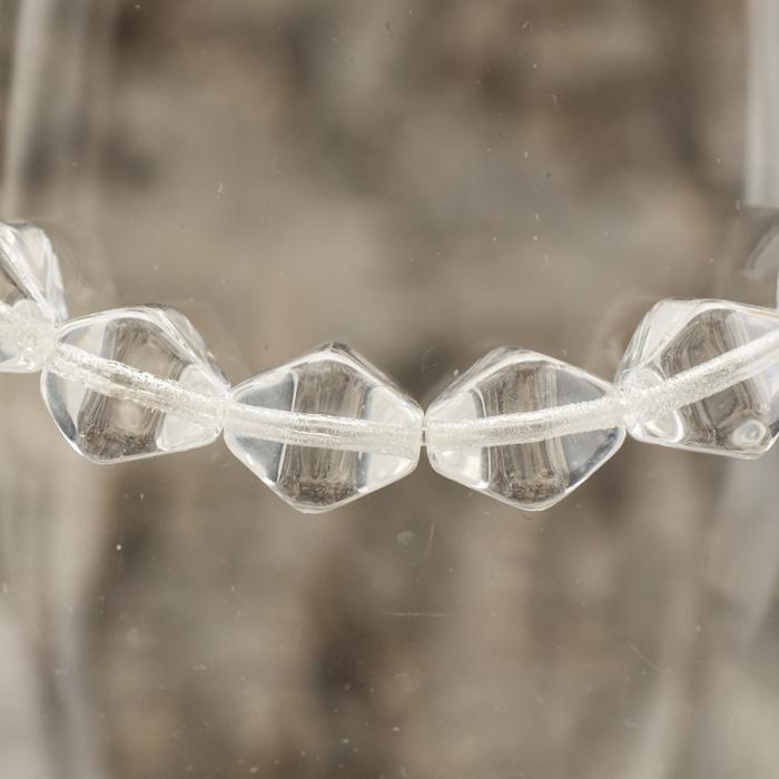 Glaspärla Oktaeder 6,5x8 mm, Klar (15st)