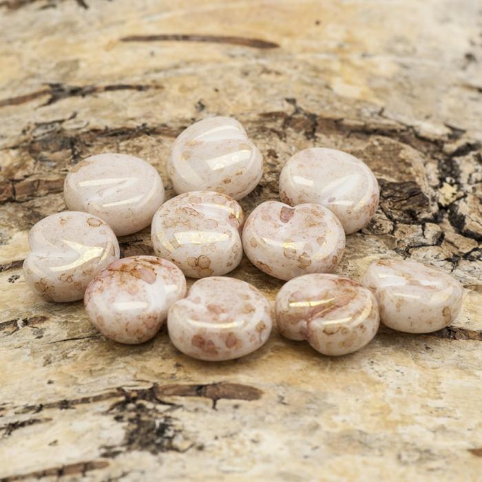 Glaspärla Hjärta 12x11 mm, Rosabrun (10st)