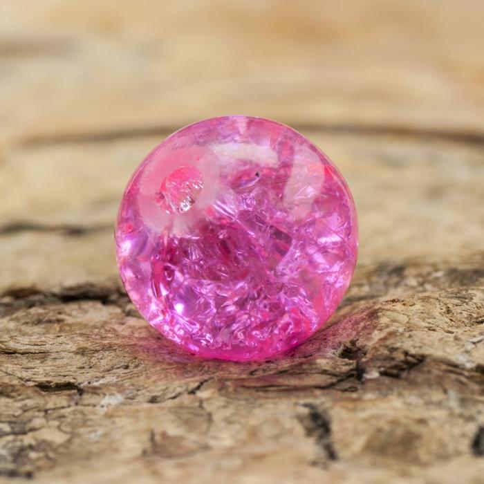 Krackelerad glaspärla rund 8 mm, Rosa (20st)