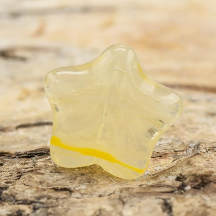 Glaspärla Stjärna 12,5x11 mm, Gul/Klar (10st)