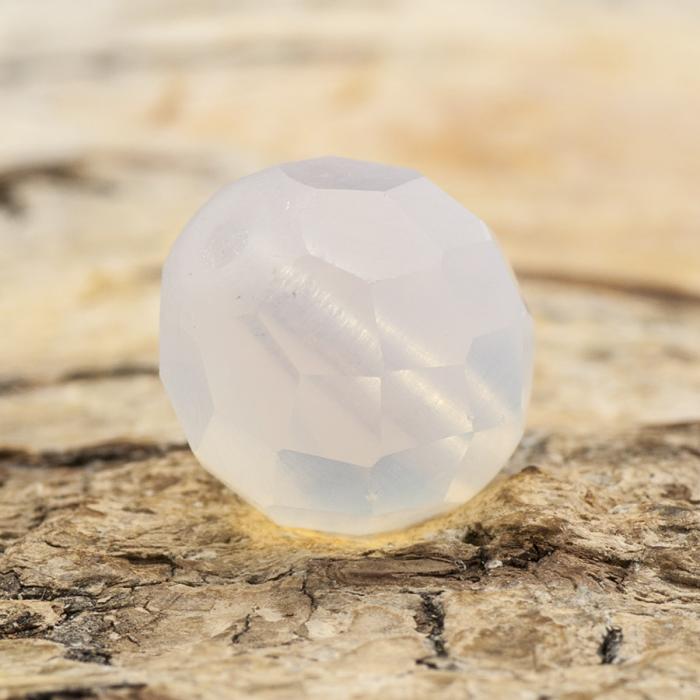 Frostad glaspärla facetterad kula 12 mm, Vit/Klar (5st)