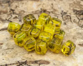 Glaspärla Kub 6x5,5 mm, Multifärg (15st)