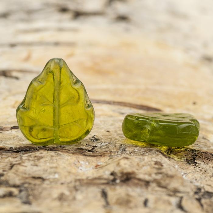 Glaslöv 11x13 mm, Olivgrön (10st)