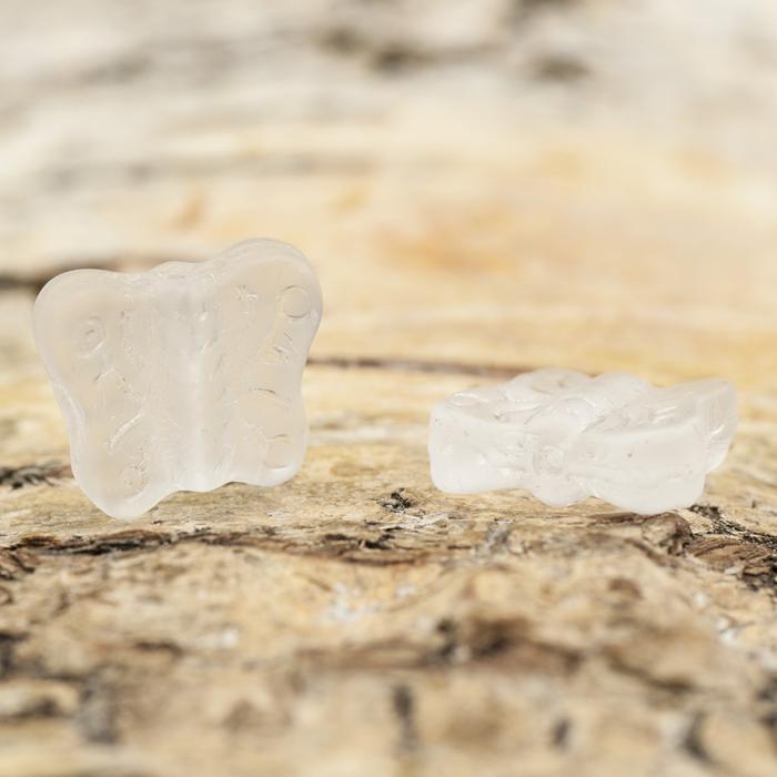 Frostad Glaspärla Fjäril 11x10 mm, Vit (10st)