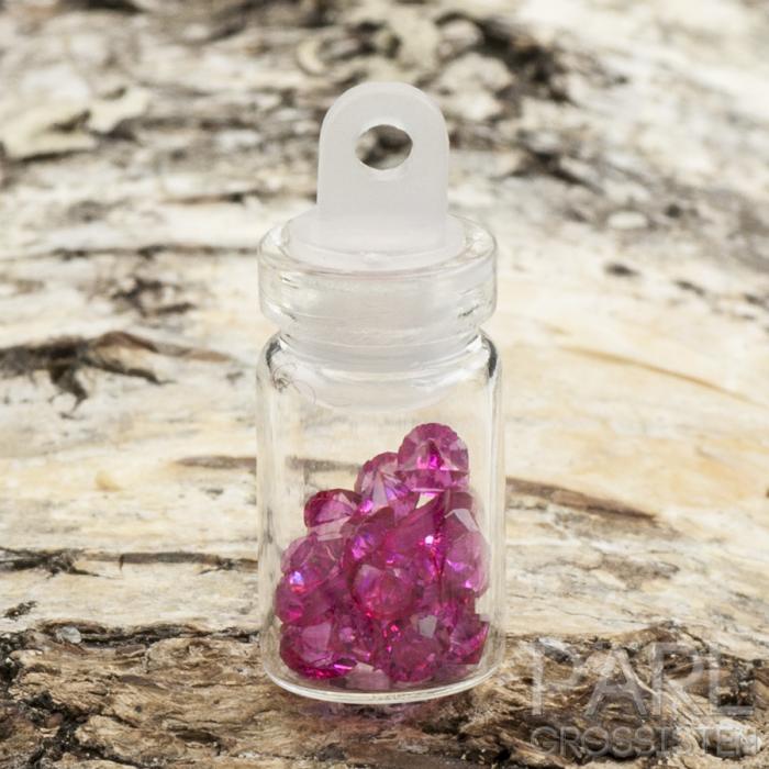 Glasflaska med strasstenar 25x10 mm, Rosa (st)