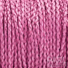 Flätad läderimitation 3 mm, Rosa (meter)