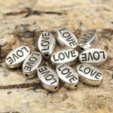 Mellandel Love 10x6 mm, Platinafärg (10st)