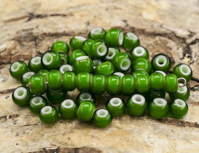 Seed Beads special 6 mm, Grön/Vit (10g)