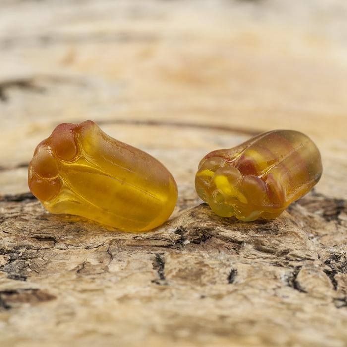 Frostad Glaspärla Kattass 8x11 mm, Bärnstensmix (10st)