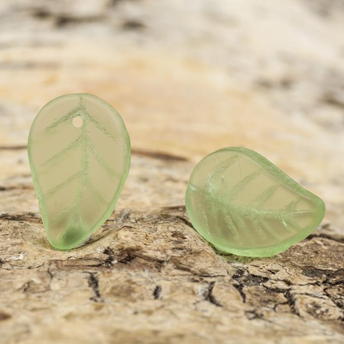 Frostat Glaslöv 9x14 mm, Grön (10st)