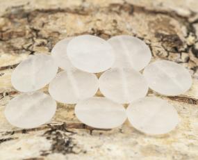 Frostad Glaspärla Puck 13 mm, Vit (5st)