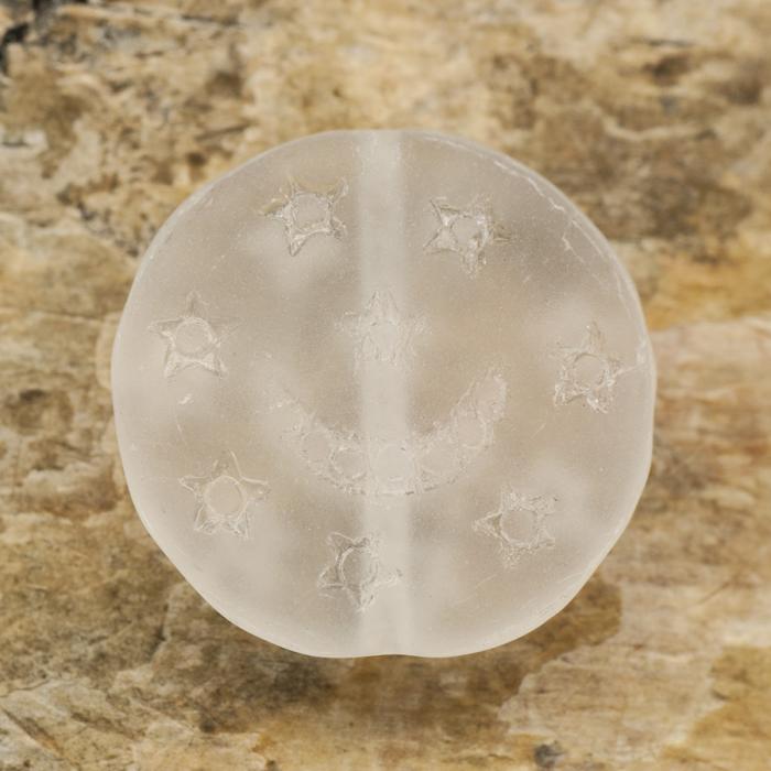 Frostad Glaspärla Puck 13 mm, Vit (5st)