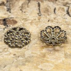 Pärlhållare Blomma 9 mm, Antikbrons (10st)