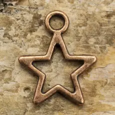 Berlock Stjärna 14x12 mm, Antikkoppar (10st)