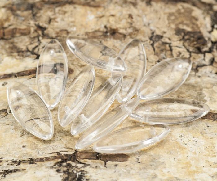 Oval glaspärla 8x20 mm, Klar (10st)