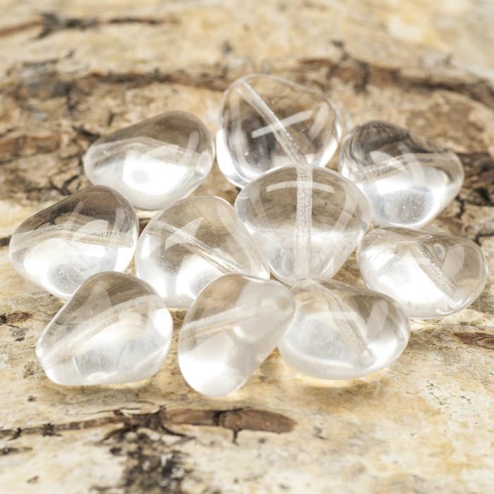 Glaspärla Droppe 13x13 mm, Klar (10st)