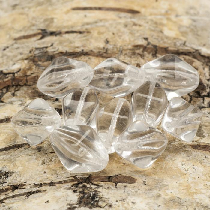 Glaspärla Oktaeder 10x17 mm, Klar (5st)