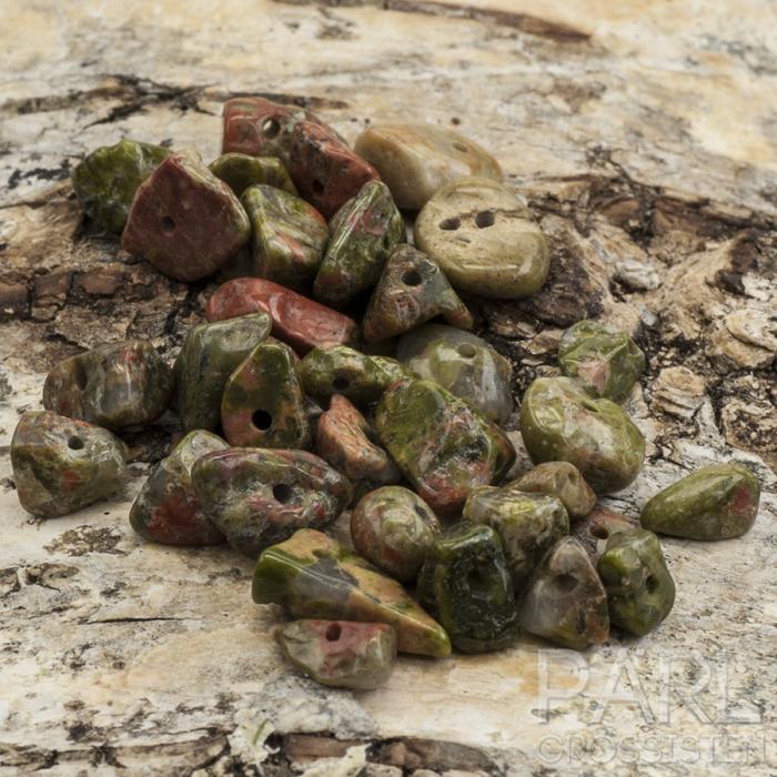 Unakite Chip 4-10x4-6x2-4 mm, Grön (40st)