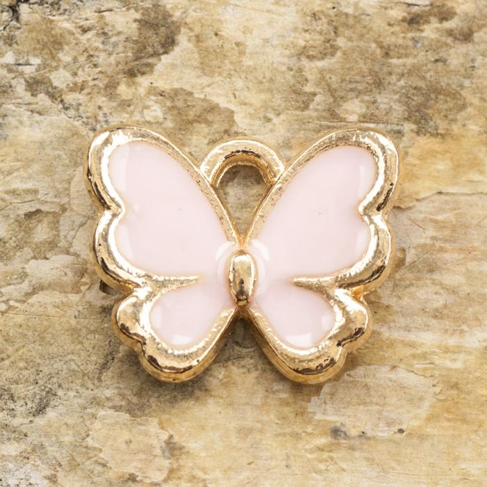 Berlock Fjäril 13x11 mm, Rosa/Guldfärg (st)