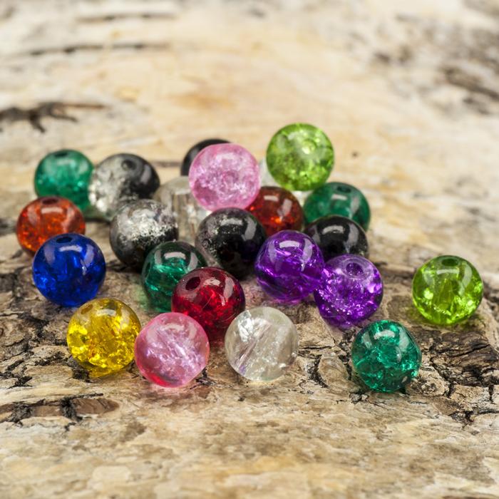 Krackelerade glaspärlor 6 mm, Färgmix (50g)