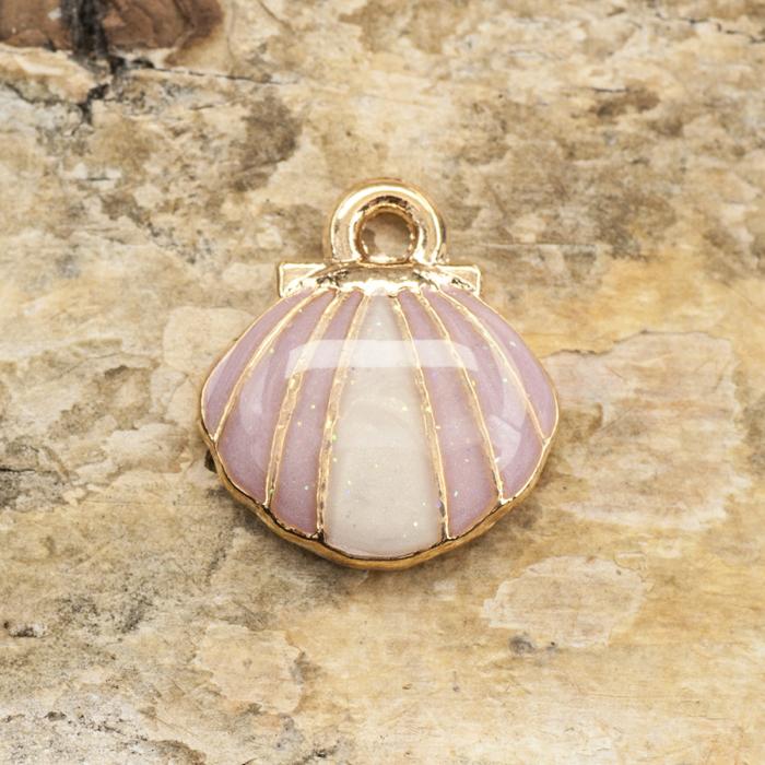 Berlock Snäcka 11x13 mm, Vit/Rosa (st)
