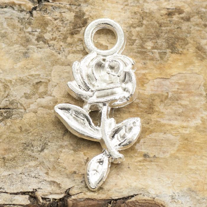 Berlock Ros 10x21 mm, Silverfärg (3st)