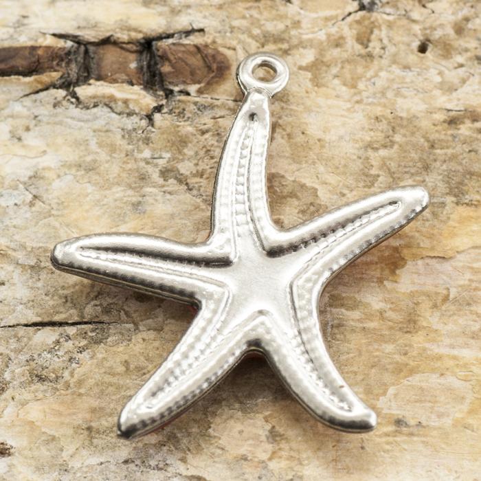 Berlock Sjöstjärna i Rostfritt stål 20x22 mm, Röd/Stålfärg (st)
