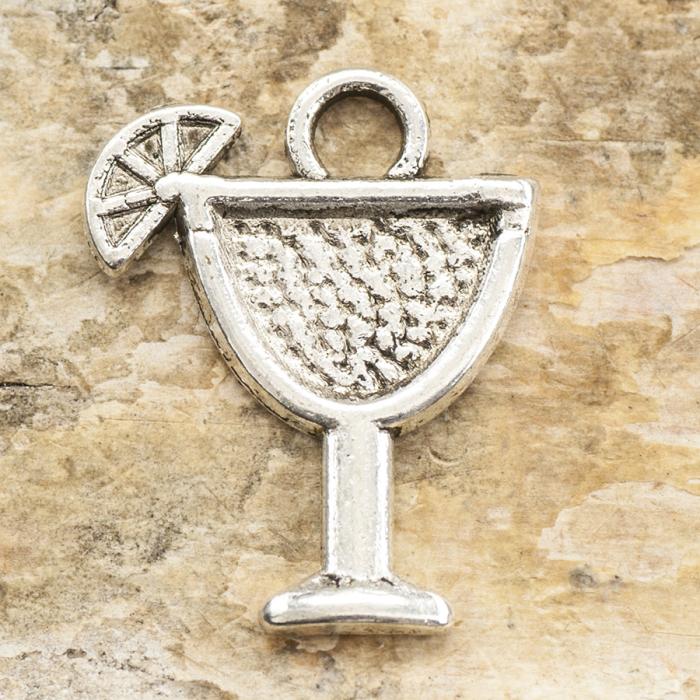 Berlock Tropisk drink 14x17 mm, Antiksilver (5st)