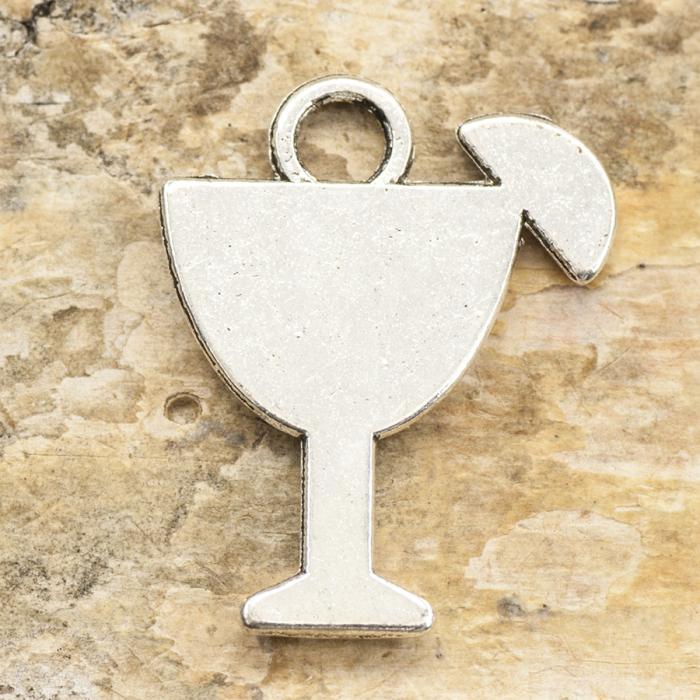 Berlock Tropisk drink 14x17 mm, Antiksilver (5st)