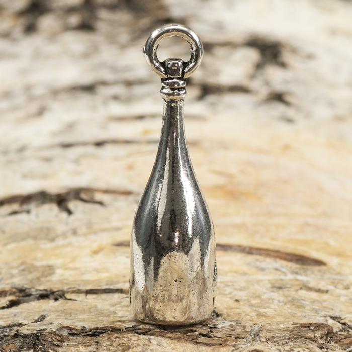 Berlock Vinflaska 8x28 mm, Antiksilver (st)