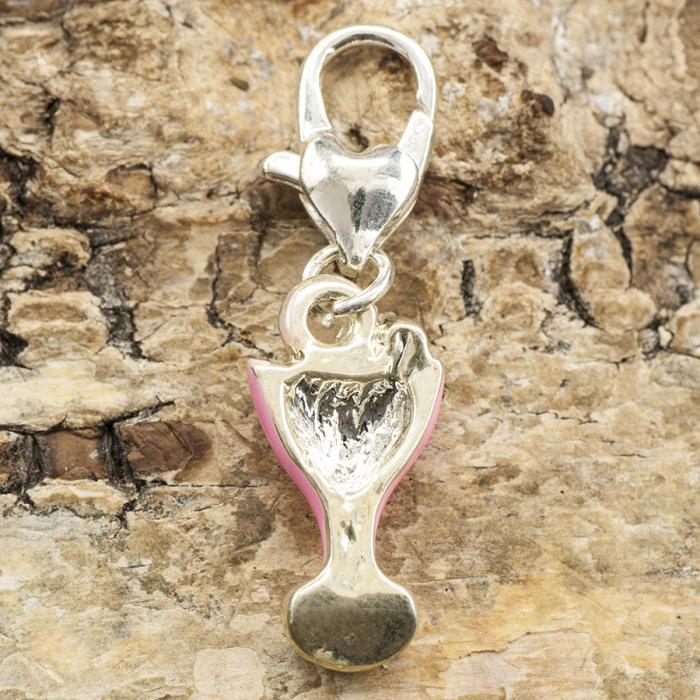 Berlock Drink 9x18 mm, Rosa/Silverfärg (st)
