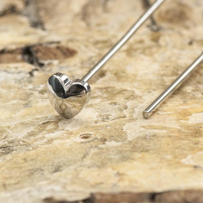 Hattnål Hjärta 31x0,7 mm, Rostfritt stål (5st)