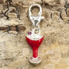 Berlock Drink 9x18 mm, Röd/Silverfärg (st)