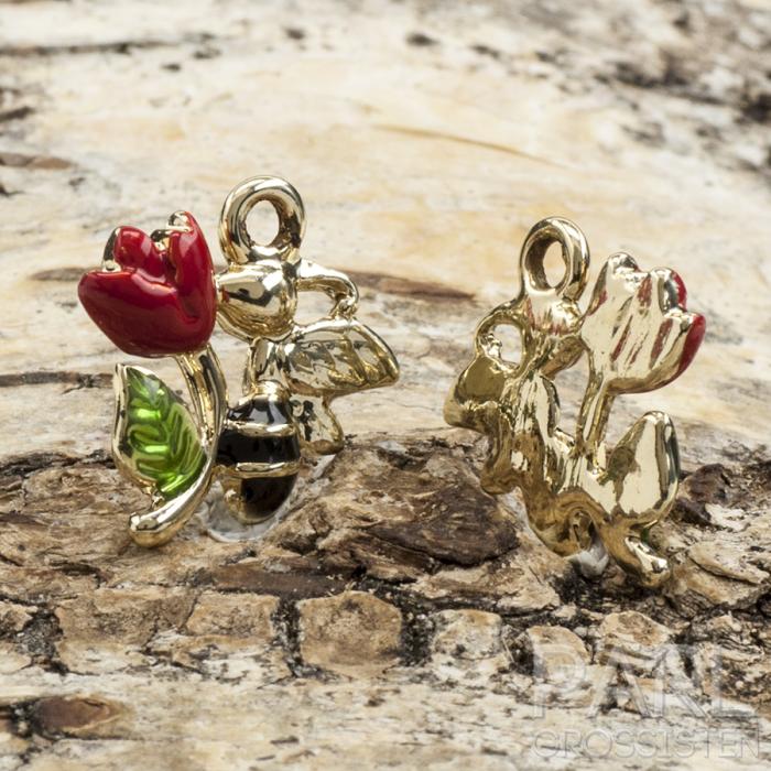 Berlock Blomma & Bi 18x16 mm, Multi/Guldfärg (st)