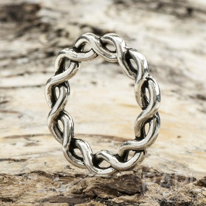 Ring flätad 20 mm, Antiksilver (5st)