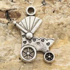 Berlock Barnvagn 14x19 mm, Antiksilver (5st)