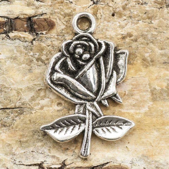 Berlock Blomma 18x26 mm, Antiksilver (st)