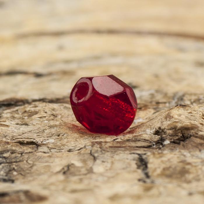 Glaspärla facetterad 4,5x5 mm, Röd (25st)