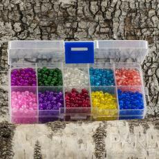 Box med krackelerade glaspärlor 4 mm, Färgmix(st)