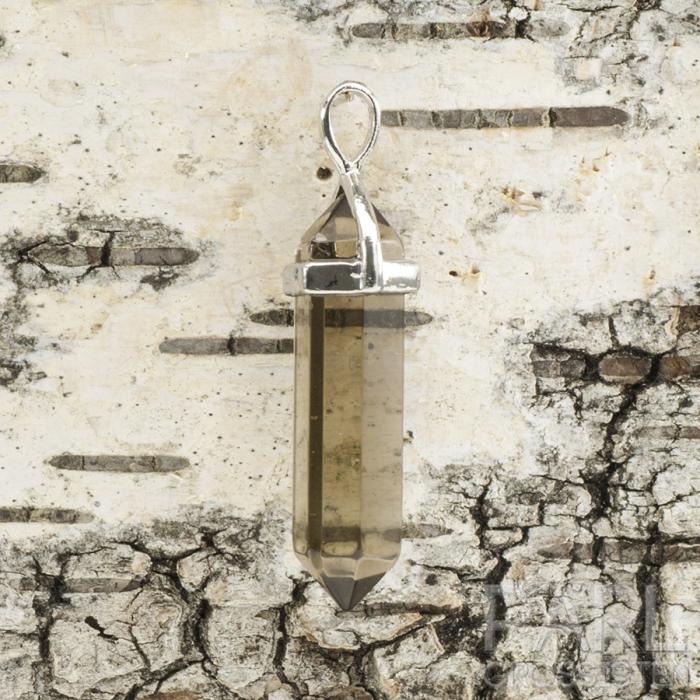 Hänge Bullet kvarts 38-43x12 mm, Rök/Platinafärg (st)